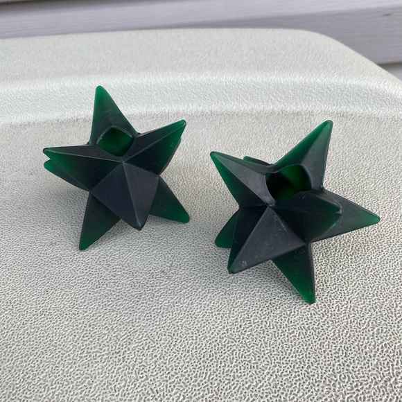 Art glass Candle Holder for Taper Star Shape, frosted green - Picture 2 of 5